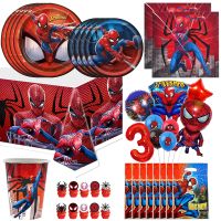 Red Spiderman Theme Birthday Party Decoration Kids Disposable Tableware Paper Bags Cup Plate Tablecloth For Baby Shower Supplies