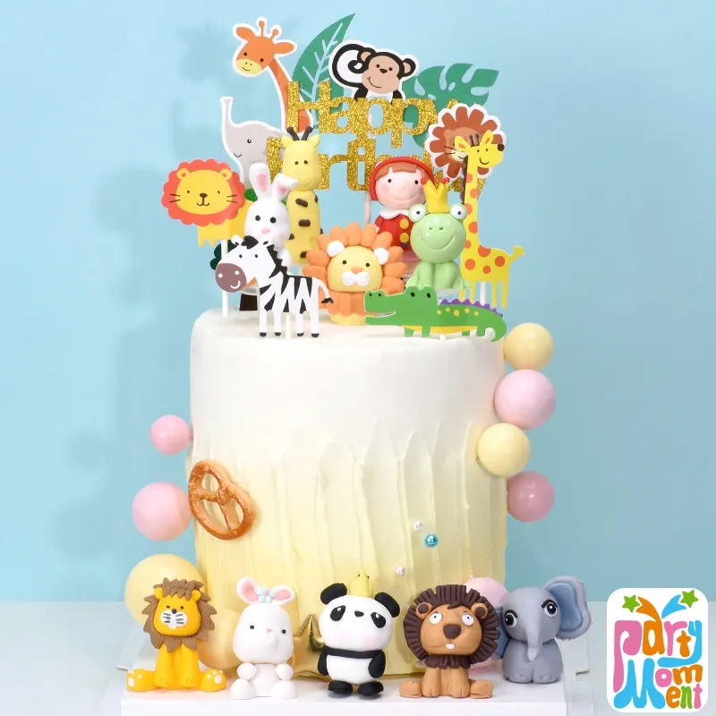 3D Handmade Soft Clay animal Cake Topper Jungle Safari Theme for Birthday  Party Cake Decorations Wild One Animal Lion Tiger | Lazada.vn