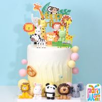 3D Handmade Soft Clay animal Cake Topper Jungle Safari Theme for Birthday Party Cake Decorations Wild One Animal Lion Tiger