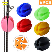 ShiningLove 6pcs Silicone Fishing Rod Holder Straps 5 Hole Lightweight Fishing Tackle Ties Fishing Accessories