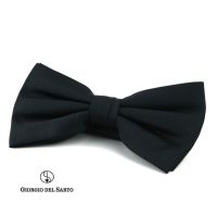 GIORGIO DEL SARTO Two-Fold Silk Black Bow Tie โบว์ไทผ้าไหมสีดำสองจีบ