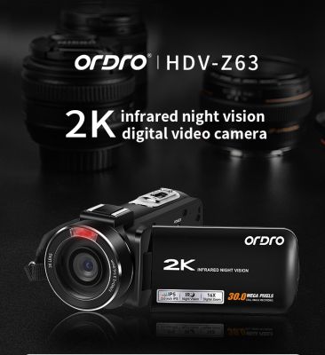 Z63-Caméscopes Vlog à vision nocturne à infrarouge caméra vidéo numérique télécommande lumières LED pour touristes Full HD 2K 30FPS