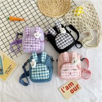 [COD] cartoon bag female 2022 new plaid crossbody square college style fresh student shoulder