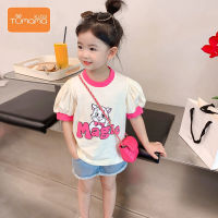 Tumama KIds เสื้อผ้าเด็กใหม่เสื้อยืดแขนสั้นเด็กขนาดขนาดเล็กและขนาดกลางเสื้อสไตล์ตะวันตกเสื้อเข้าได้กับทุกชุด