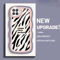 เคสสำหรับ OPPO A93 2020 F17 Pro Reno4 4G Reno 4F Reno 4 Lite ลายม้าลายมีสไตล์ใหม่ฝาครอบป้องกันขอบเคสโทรศัพท์แบบใสครีมลูกคลื่น