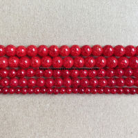 Natural Stone Red Color Dyed Snow Cracked Crystal Round Loose Beads 15" 4 6 8 10 12MM Pick Size For Jewelry Making DIY