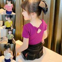 ✕✿ Girls T-shirt 2022 summer new Internet celebrity Foreign style all-match childrens big and small childrens fashion Ice Silk short sleeve top