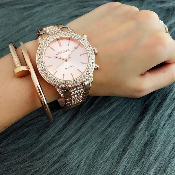 นาฬิกาข้อมือสตรี-2023-หรูหราเพชร-rose-gold-นาฬิกาข้อมือสุภาพสตรีนาฬิกาสร้อยข้อมือแฟชั่นสำหรับนาฬิกาแต่งตัวหญิง-relogio-feminino