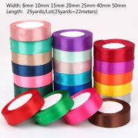 (25 Yards/roll) Silk Satin Ribbons Gift Wrapping Decoration Christmas Ribbons DIY Handmade Supplies Ribbon 6/10/15/20/25/40/50mm Gift Wrapping  Bags