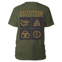 Official Led Zeppelin T Shirt Gold Symbols Green Classic Rock Metal Band Tee New