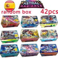 【CW】 Anime 42PCS Pokemon Cards Iron Metal Box Astral radiance Shining Cards Toy Battle Game Collection Cards Kids Christmas Gift