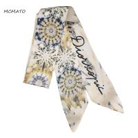 【CC】⊕▨  Ink Painting Print Big Luxury Woman Silk Scarf Brand 100cmx6cm Small Kerchief Ladies Tie