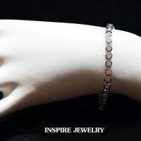 INSPIRE JEWELRY สร้อยข้อมือเพชรCZ ฝังล็อคเรียงเม็ดกลมตลอดเส้น White gold plated งานจิวเวลลี่ ปรับยาวได้ 17-19cm แฟชั้นอินเทรนชั้นนำงานเกรดพรีเมี่ยม งานปราณีตพร้อมกล่องกำมะหยี่ สวยงาม ใส่ถอดง่าย ใส่ได้กับเสื้อผ้าชุดแบบ ของขวัญวันเกิด วันแม่ ปีใหม่