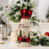 Christmas tree car wine bottle bag burlap plaid creative decoration soft and exquisite dust-proof practical large capacity red wine gift of choice consistent