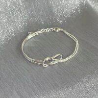 Xiaohongshus same double-layered interlaced bracelet for women ins niche design high-end sterling silver non-fading washable