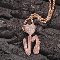 Uwin Name Necklace With Heart Clasp Double Layers Cursive Iced Out CZ Letter Pendant Hiphop Jewelry Best Gift