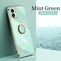 Xiaomi Redmi A1 Glossy Square Round Silicon Casing TPU Soft Case + Metal Ring Holder Cover