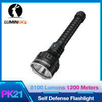 Lumintop PK21กลางแจ้ง Super Bright Searchlight High Lumens ไฟฉายที่มีประสิทธิภาพแบบชาร์จไฟได้ไฟฉาย Led ระยะยาว8100LM 1200M พร้อม SS Strike Bezel