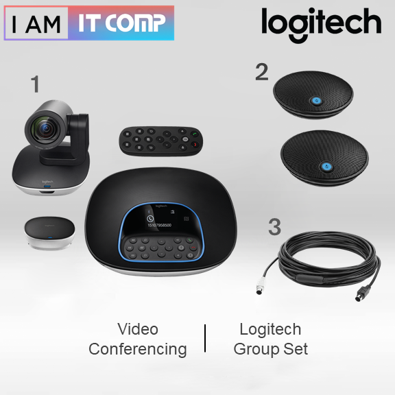 Logitech Group Set for Video Conferencing for Mid to Large Meeting Room ( 960-001054 ) + Group Expansion Mic + 10M | Lazada