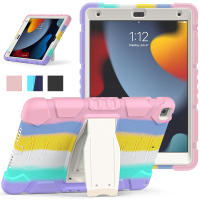 เด็กขาตั้งในตัว Heavy Duty สามชั้น Hard พลาสติก Shell Soft ซิลิโคนกันกระแทกสำหรับ iPad 10th Gen 10.9 2022/9th /8th/ 7th Generation 10.2นิ้ว /Air 4 Air/mini 6 /Pro 11 2022 2021 2020/iPad 6th 5th Gen/air 2 Air 3 /Mini 5 4