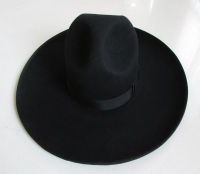 Mens 100 Woolen Fedoras Hat Wide Brim Oversize 12cm Woolen Hat Fashion Black Wool Felt Fedora Woolen Cap Equestrian Hat B-8127