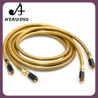 ATAUDIO 1คู่ Cardas 5C HIFI สายเคเบิลเชื่อมต่อ RCA Hi-End 2RCA ตัวผู้ไปยังตัวผู้สายออดิโอพร้อมด้วยขั้วต่อปลั๊ก RCA คาร์บอนไฟเบอร์