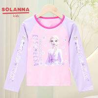 SOLANNA เสื้อยืดแขนยาวสาว เสื้อผ้าเด็กผญ การออกแบบลวดลายการ์ตูนเกาหลี เสื้อยืดแขนยาวผ้าฝ้ายระบายอากาศได้ดีสำหรับเด็กผู้หญิง2393