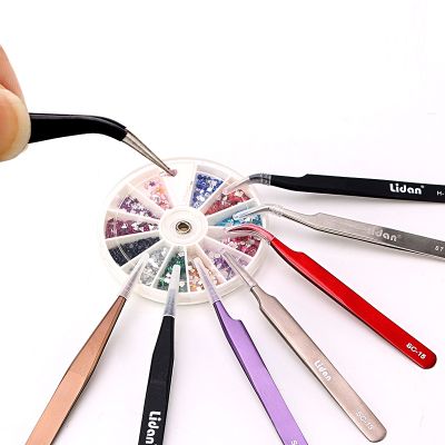 Stainless Steel Eyelash Extension Tweezers Straight Curved Anti static False Eyelash Clip 3D accurate Tweezers Makeup Tools