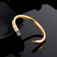 Girl Luxury Bangle Pencil design Dubai Bridal cuff Jewelry For Women Wedding Party Blue Zircon brincos para as mulheres bracelet