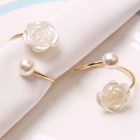 Circular Pearl Napkin Ring Wedding Restaurant Meal Buckle Metal Napkin Ring Wedding Meal Buckle Creative Napkin Ring Pearl Napkin Buckle