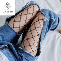 UAZGEO โกธิค ไม่ซ้ำใคร ฮาราจูกุ สีทึบ ดอกไม้ ไนลอน ถุงน่องผู้หญิง ถุงน่อง bottoming ร้านขายชุดชั้นในสไตล์เกาหลี ถุงน่องตาข่าย