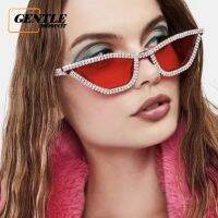 (GENTLE MOSCOT)Western Small Frame Cat Eye Diamond Sunglasses Fashion Personality Party Decorative Sunglasses