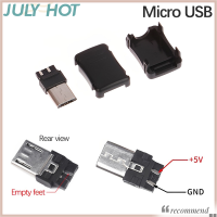 JULYHOT หัวตัวผู้ปลั๊กไมโคร USB ขนาดเล็ก Type C 5เซ็ต,ขั้วปลั๊กตัวผู้พร้อมปลอกไมโคร USB สายเชื่อมต่อสัญญาณเคสโทรศัพท์แบบพลาสติก