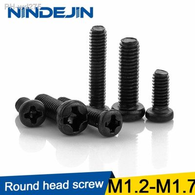 NINDEJIN 110pcs Cross Recessed Round Head Laptop Screw M1.2 M1.4 M1.6 M1.7 M2 M2.5 M3 M4 Carbon Steel Black Machine Screw