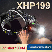 ซูเปอร์ที่มีประสิทธิภาพไฟหน้า XHP199ไฟหน้าแบบชาร์จไฟพลังงานสูง HeadLantern พร้อมแบตเตอรี่กันน้ำตั้งแคมป์โคมไฟหัว