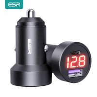 ESR Car Charger 36W PD Charger Dual PD USB Quick Charge 3.0 Phone Charger QC3.0 Type C PD Fast Charging Charger Digital Display