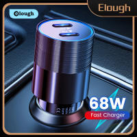 Elough 68W Dual USB Type C Car Charger Metal Auto PD Charger Adapter Fast Charging USB C Charger สำหรับโทรศัพท์มือถือในรถยนต์สำหรับ iPhone 13 12