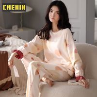 CMENIN สัตว์น่ารักผ้าฝ้ายกางเกงขายาวฤดูใบไม้ร่วงและฤดูหนาว Loungewear ชุดนอนสตรีชุดอยู่บ้าน KY-218650