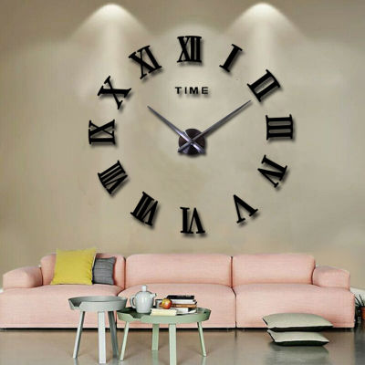 ในห้องนั่งเล่นนาฬิกาติดผนัง DIY สุดสร้างสรรค์งานศิลปะขนาดใหญ่3D สติกเกอร์ติดผนังกระจกนาฬิกาตกแต่งนาฬิกาไร้เสียงนาฬิกา
