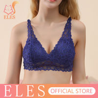 ELES สไตล์ฝรั่งเศส Bralette สำหรับผู้หญิงไม่มีรอยต่อ Deep V Lace Bras ไร้สาย Push Up Bra บางนุ่มชุดชั้นในชุดชั้นในเซ็กซี่