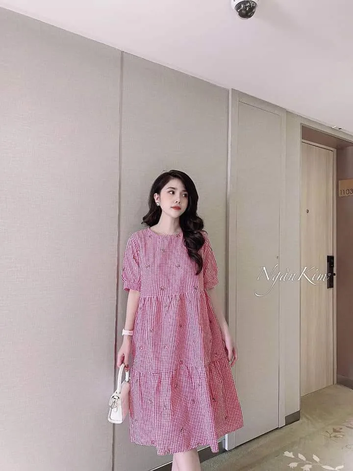 Váy Bầu Hoa Nhí Cổ Tròn Tay Bồng Dáng Suông Đầm Bầu Mùa Hè Dáng Dài HD2822  Honey Mommy  Shopee Việt Nam