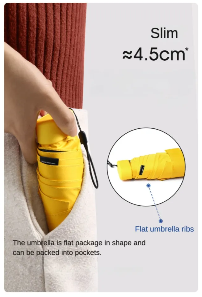 Mini Paraguas Compact Umbrella Anti-UV Sun/Rain Windproof 6 Rib Folding  Parasol