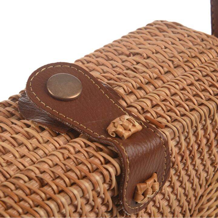 ins-new-ladies-hand-woven-satchel-square-rattan-retro-literary-hand-woven-leather-buckle-package-bohemia-beach-messenger-satchel