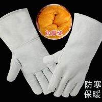 ﹊ plus velvet long full cowhide welding anti-scalding and high temperature resistant welder wear-resistant labor protection soft