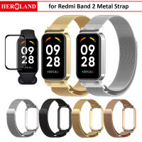 สายนาฬิกาข้อมือสายนาฬิกาโลหะกรอบแบบมิลานสำหรับ Xiaomi Redmi Smart Band 2 โลหะสแตนเลสสตีลสายสำรองสำหรับ Redmi Band2