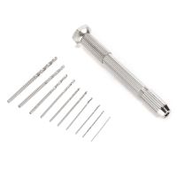 Mini Hand Drill With Keyless Chuck+10Pcs 0.8mm-3.0mm HSS Drill Bits For Epoxy Resin Jewelry Making DIY Wood Craft Handmade Tools