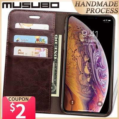 Casing Kulit Mewah Musubo untuk iPhone 11 13 XS Max Funda Cover Flip Stand Dompet untuk Iphone XR 8 Plus 7 Tempat Kartu Coque Capa