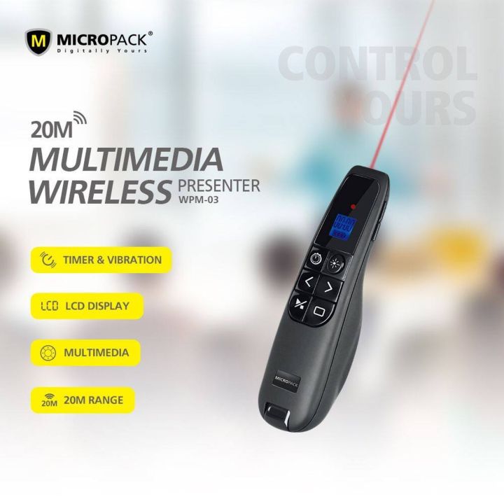 รีโมตควบคุมคำสั่งไร้สาย-micropack-presenter-wpm-03-black