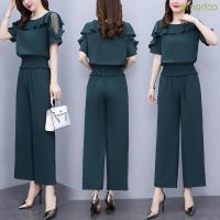 COD DSTGRTYTRUYUY CCHome-Small Design Sense Foreign Style High Suit Large Size Womens Summer New Waist Slim Two-piece Set Tide