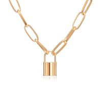 KISSWIFE Fashion Hiphop Punk Chain Simple Lock Pendant Necklace Women Rantai Gold Silver Pendant Necklace